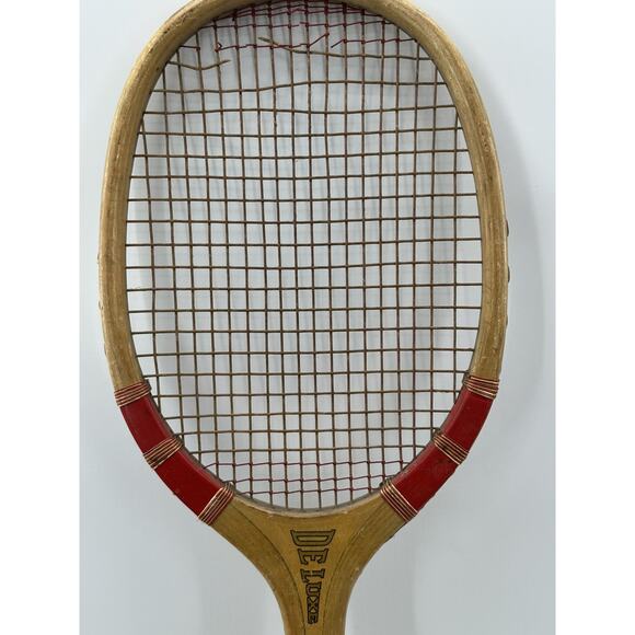 Vintage 1920s WLS Sears Radio Wood DELUXE Tennis Racquet Wright & Ditson Antique - Picture 7 of 8